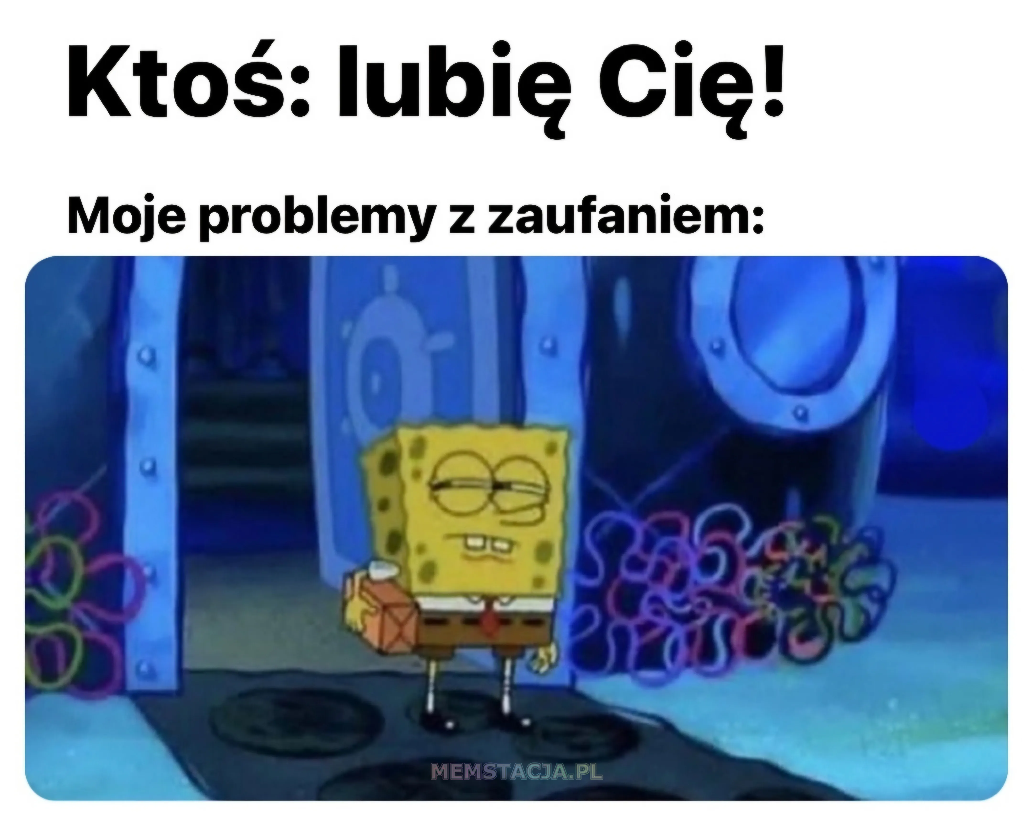 Ktoś: lubię Cię!; Moje problemy z zaufaniem: Postać, która podejrzliwie się rozgląda.