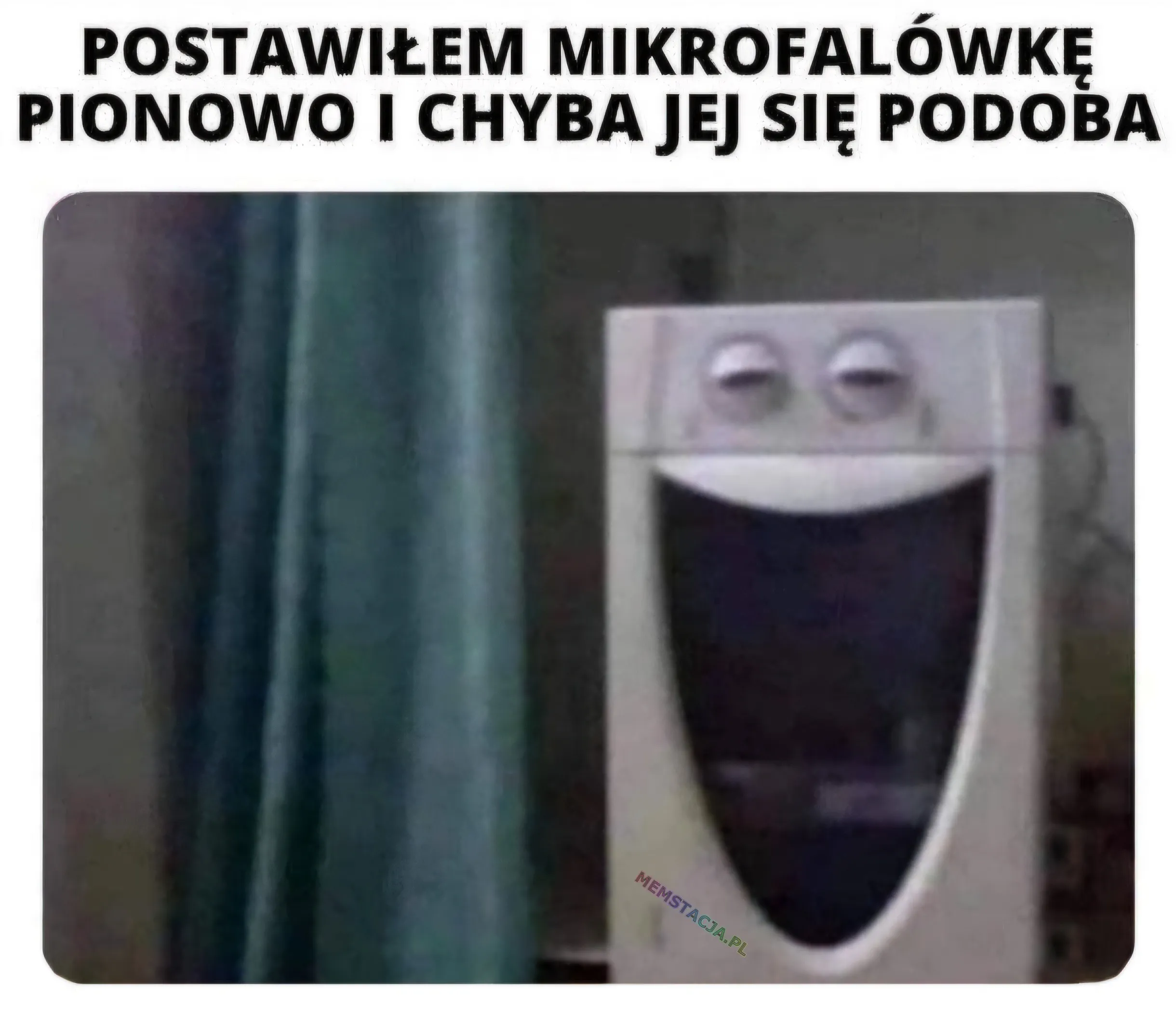 Postawiłem mikrofalówkę pionowo i chyba jej się podoba.