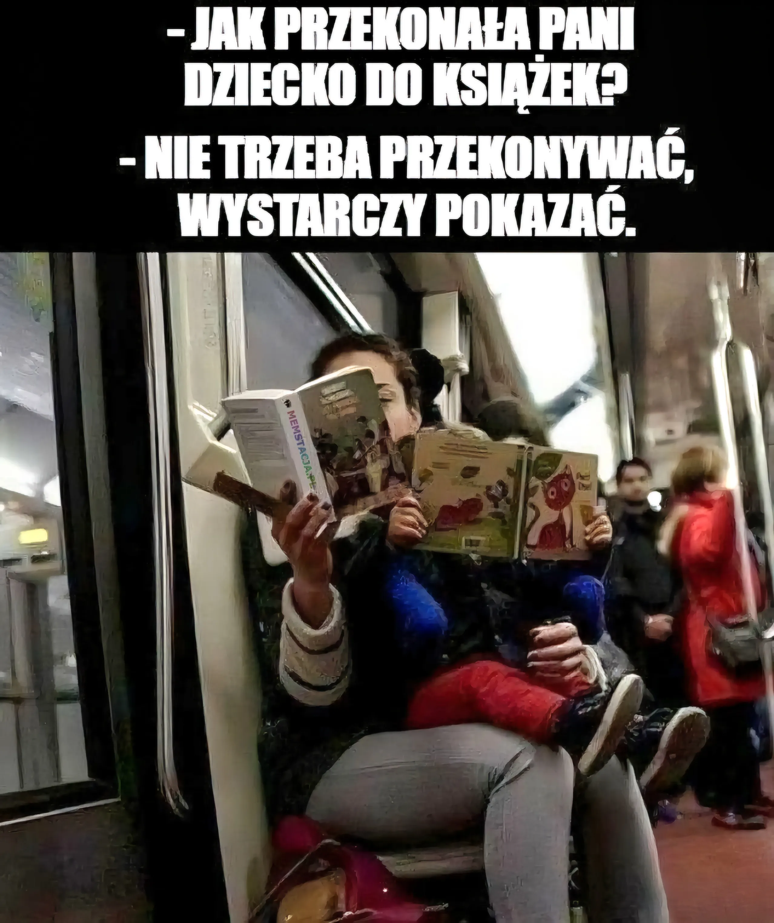 - Jak przekonała Pani dziecko do książek? - Nie trzeba przekonywać, wystarczy pokazać. Zdjęcie kobiety i dziecka czytających książki