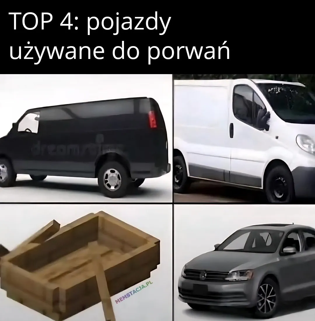 TOP 4 pojazdy używane do porwań: 2 budy, łódka z minecraft i Volkswagen