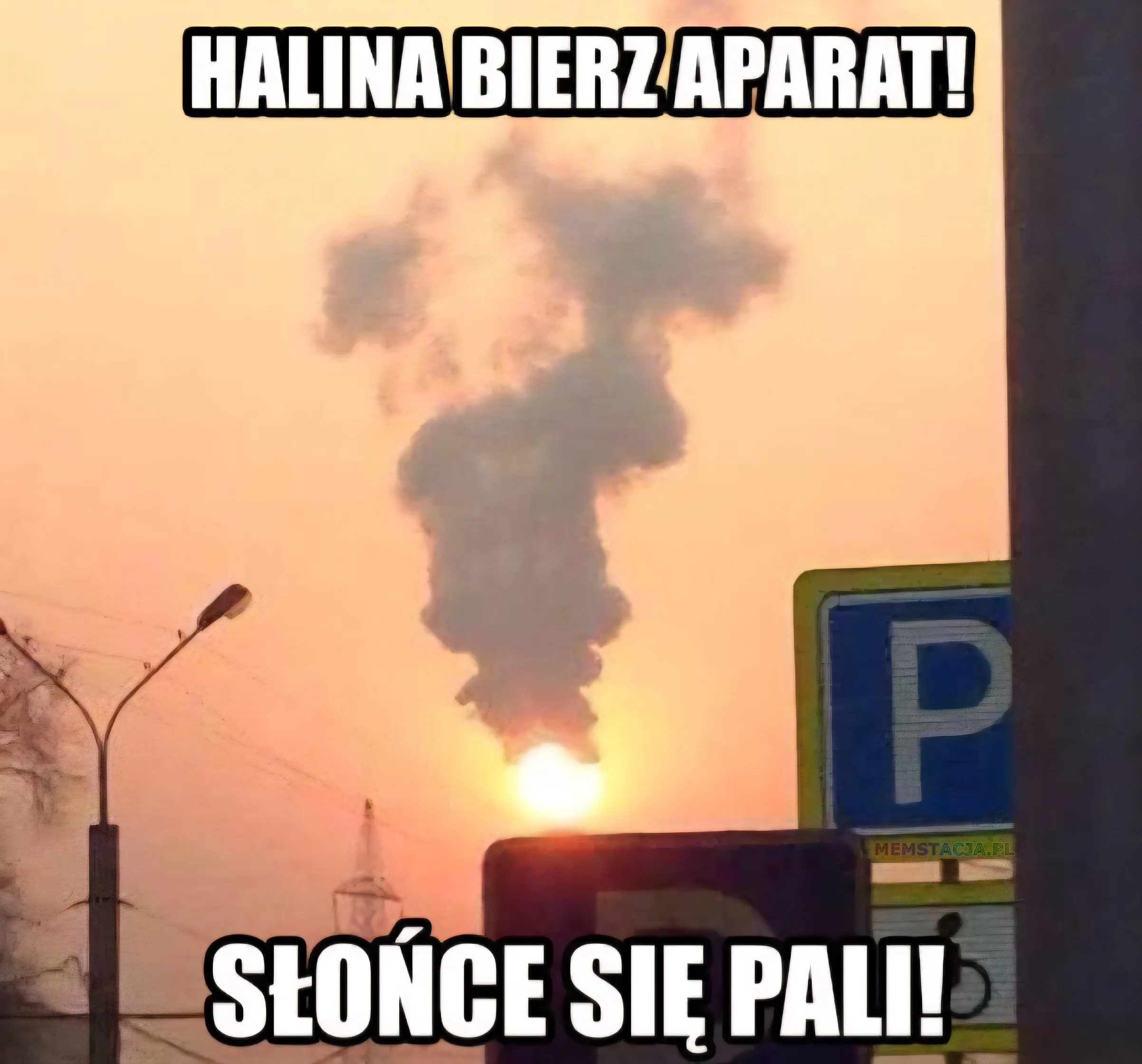 HALINA BIERZ APARAT!  SŁONCE SIE PALI!: Zdjęcie słońca i dymu nad nim.